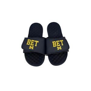 ISlide Navy Michigan Wolverines BET Slip On Slide Sandals Size 7